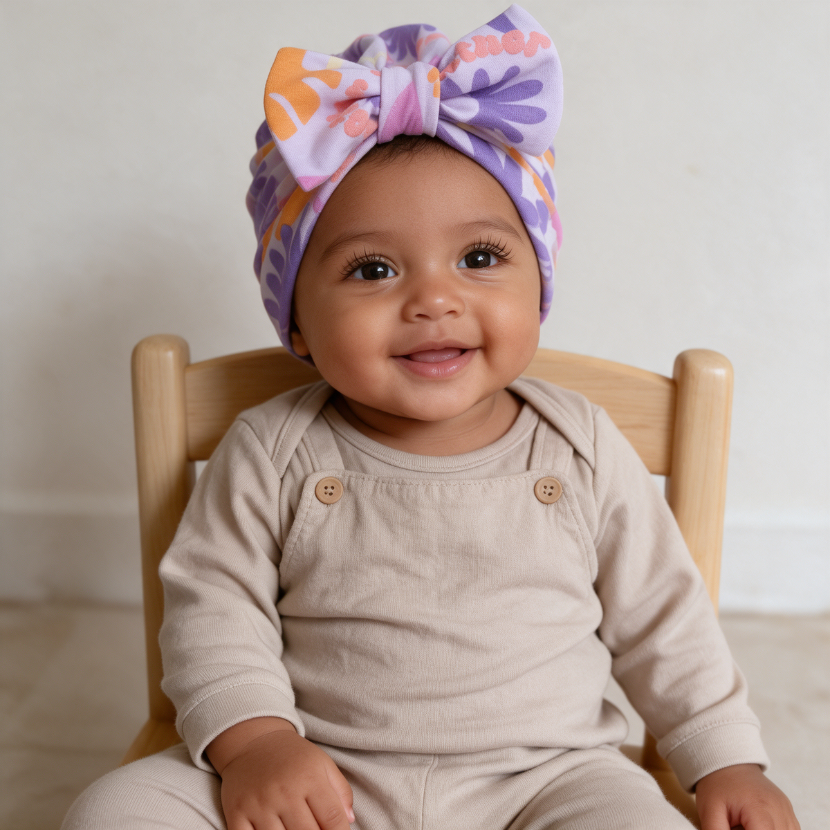 Turbante Flores Lila y Naranja